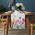 thumbnail image 2 of Tulips Spring Floral Table Runner - 70 Inch Long, Kitchen Dining Table Runner Dresser Scarves, Pastoral Flowers Butterfly Farmhouse Farmhouse Decor for Coffee Tables Wedding Party Banquet, 2 of 8