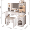 thumbnail image 6 of Arched Makeup Vanity Desk Set,Modern Dressing Table with Storge,Bedroom Vanity Makeup Table with LED Lights and Vanity Stool for Women/Girls Gift, 6 of 7