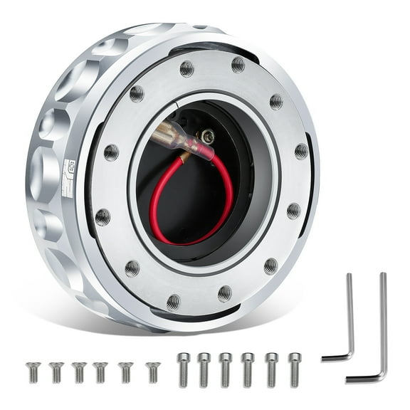 J2 Engineering J2-QR-ZTL-9070-SL Universal Fits 6 Bolt 70 / 74mm Steering Wheel Quick Release Hubs Adapter Silver