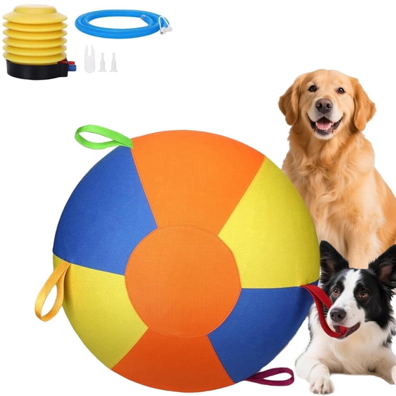 Calming Jumbo Ball for Dogs, 2026 Durable Tear-Resistant Inflatable Big Ball, Giant Herding Ball for Dogs, with Handle Cover & Pump for Play & Exercise Dogs