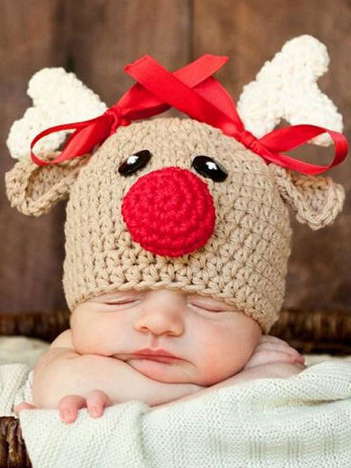 Photo Prop Baby Hat Pink & White Knit Newborn Hospital Hat w/ Hello Kitty 