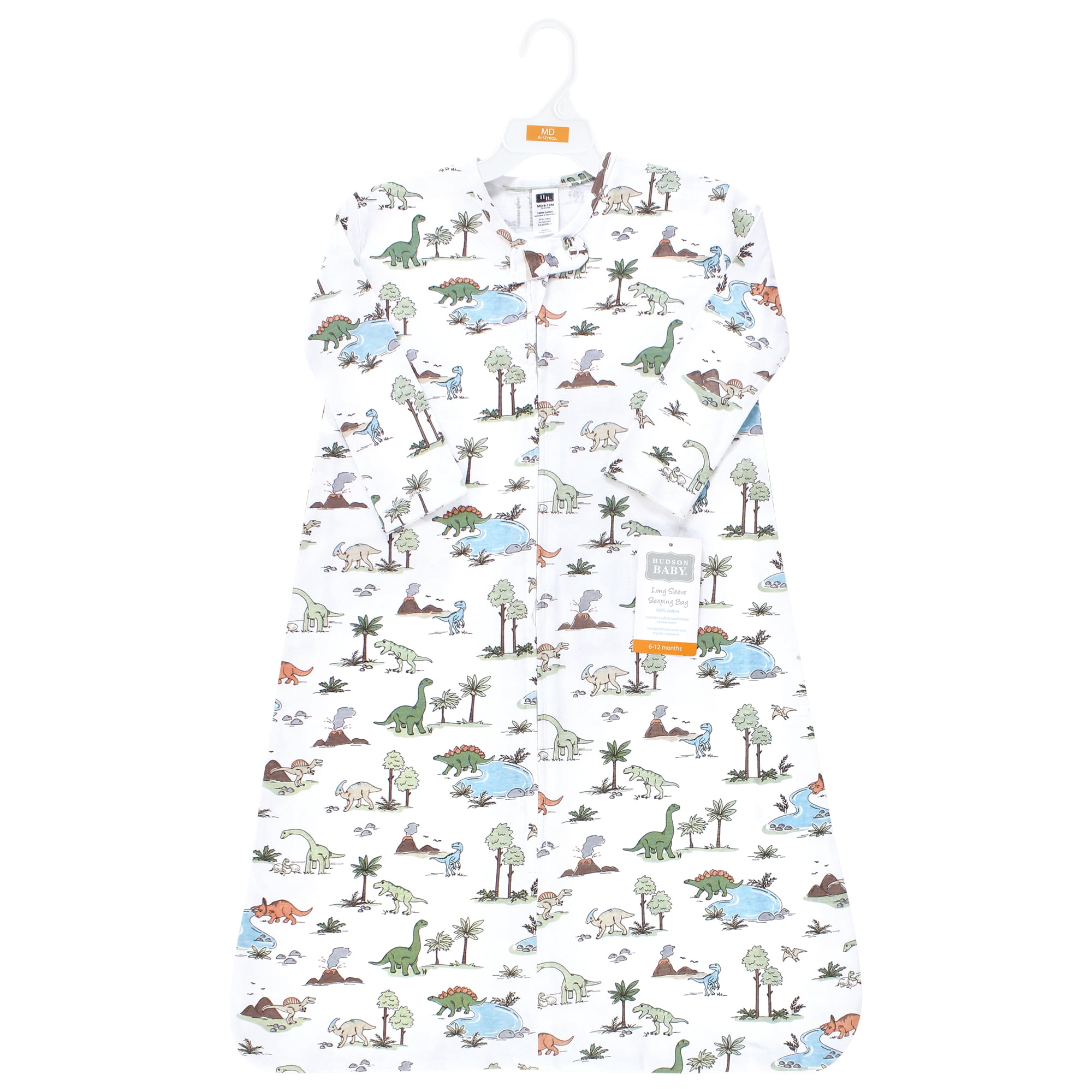 Hudson Baby Unisex Baby Long Sleeve Cotton Jersey Sleeping Bag, Dinosaur Adventures, 12-18 Months