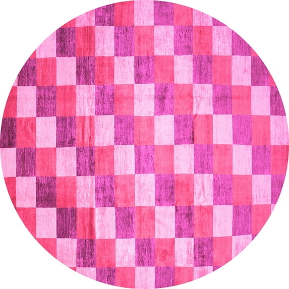 Ahgly Company Indoor Round Abstract Pink Contemporary Area Rugs, 5' Round