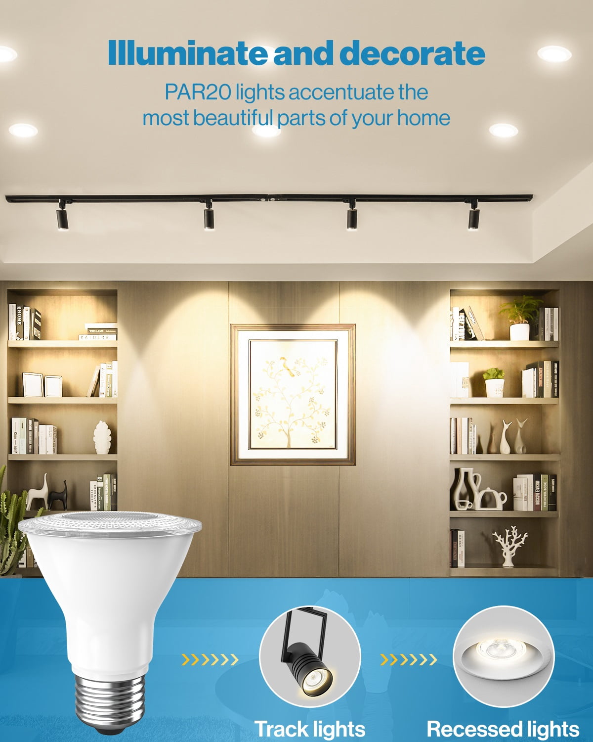 Sunco 10 Pack PAR20 LED Bulbs, Flood Light Bulb Outdoor, 470 LM, 7W (50W Equivalent), 2700K Soft White, E26 Medium Base, Dimmable, Track Lighting for Indoor/Outdoor Use, Wet Rated UL