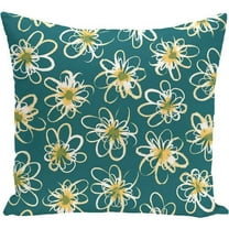 Simply Daisy 16" x 16" Penelope Floral Geometric Print Pillow, Teal