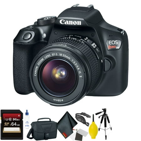 Canon EOS Rebel T6 DSLR Camera with 18-55mm Lens + 64GB Memory Card + Mega Accessory Kit + Essential Accessories Bundle