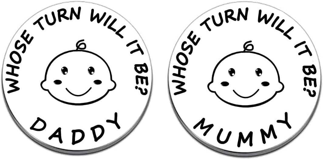 Funny Parent Decision Turn Coin,Gifts for New Baby Gifts for Daddy Mum