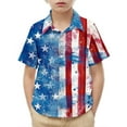 thumbnail image 2 of MKOSPLRT 2-15 Years Button Down Shirts for Boy Girl Short Sleeve American Flag Shirts Summer 4th of July T Shirts Beach Tees, 2 of 9