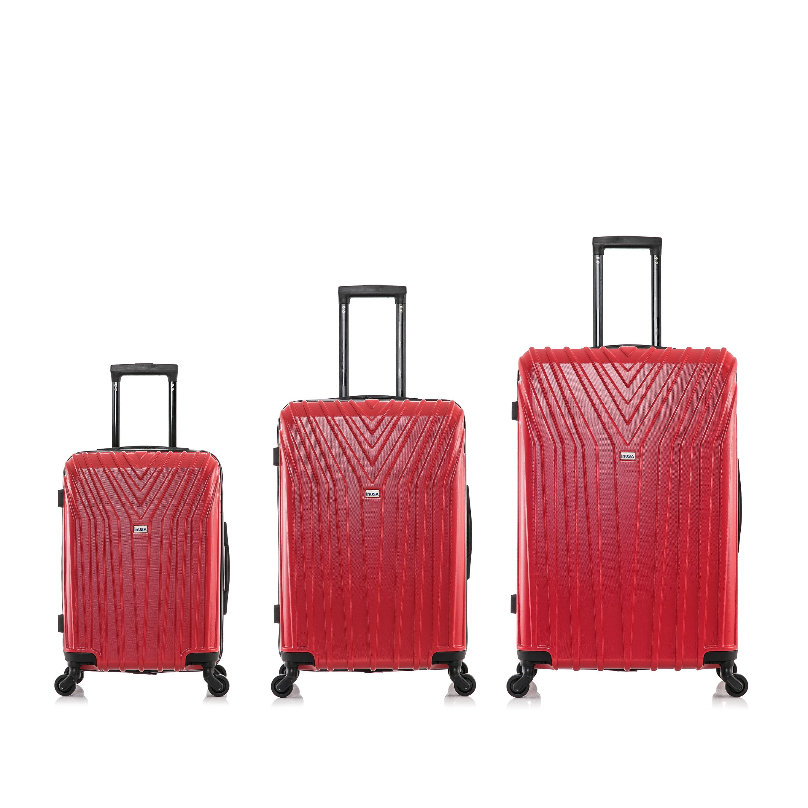 InUSA Vasty 3-Piece Hardside Luggage Sets with Spinner Wheels, Handle, and Trolley, (20"/24"/28"), Red