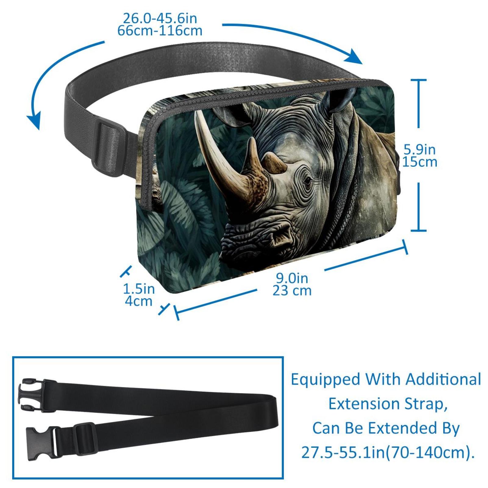 Rhinoceros Versatile Lightweight Adjustable Crossbody Bag with Extension Strap - Unisex Waist Bag Fanny Pack