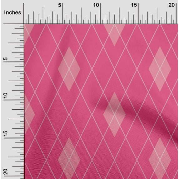 oneOone Viscose Chiffon Dark Pink Fabric Argyle Check Sewing Fabric By The Yard Printed Diy Clothing Sewing Supplies 42 Inches Wide