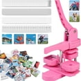 thumbnail image 1 of (PINK)Fridge Magnet Maker Machine, 50mm Square Photo Magnet Button Maker Kit, DIY Square Fridge Magnet Badge Button with 100 Set Square Magnet Button Making Supplies, for Souvenir, Activity Badge, 1 of 7