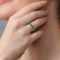 thumbnail image 5 of 925 Sterling Silver and 10K Yellow Gold Green Nano Emerald and White Lab Grown Diamond 4-Stone Wedding Band Ring for Women (1.25 Cttw, Gemstone May Birthstone, Available in Size 5, 6, 7, 8, 9), 5 of 5