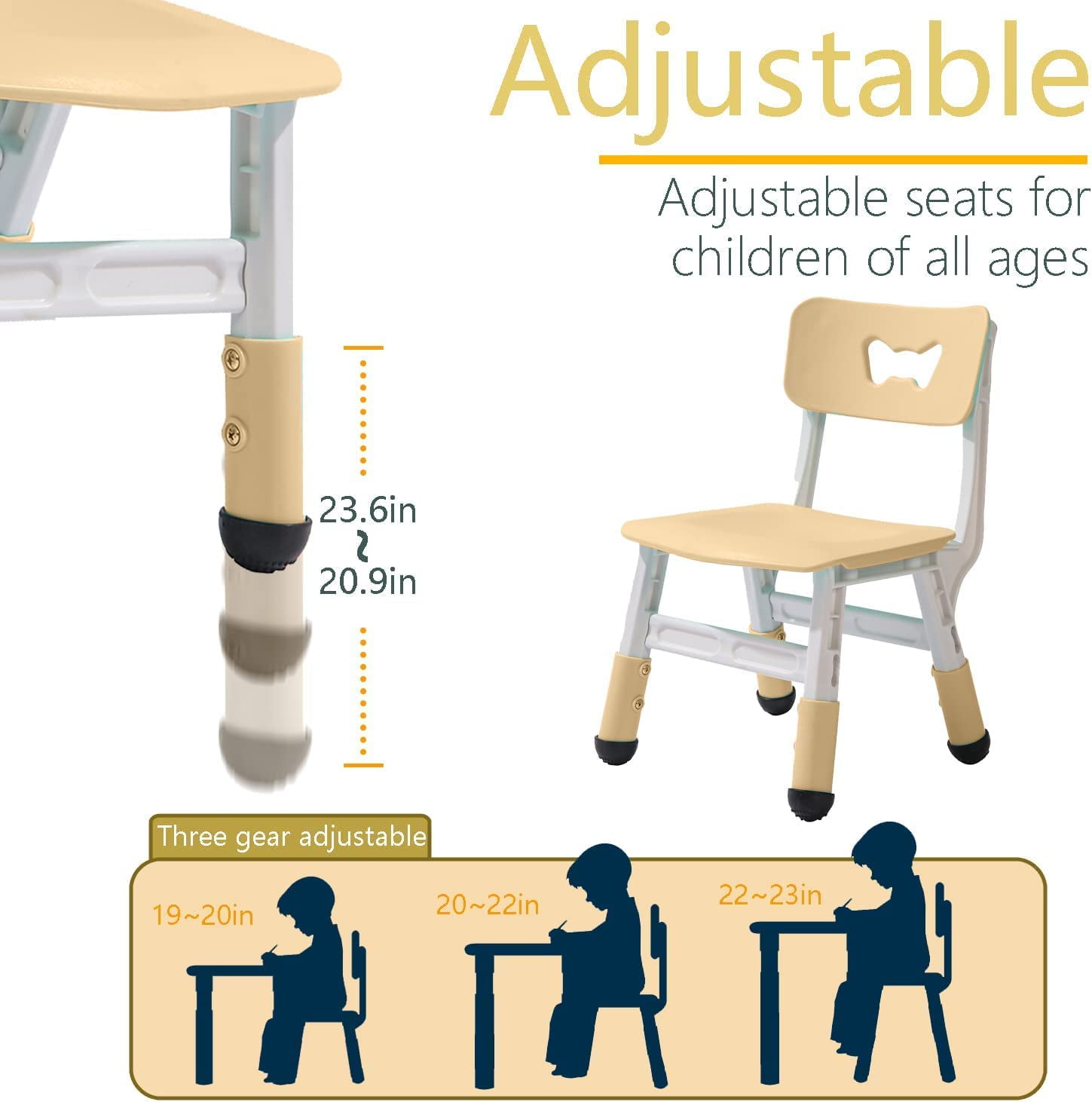 Modern Kids Table and Chairs Set for 6, Height Adjustable Children Multi-Activity Table Set for Classrooms, Daycares for Ages 2-10,Graffiti Desktop