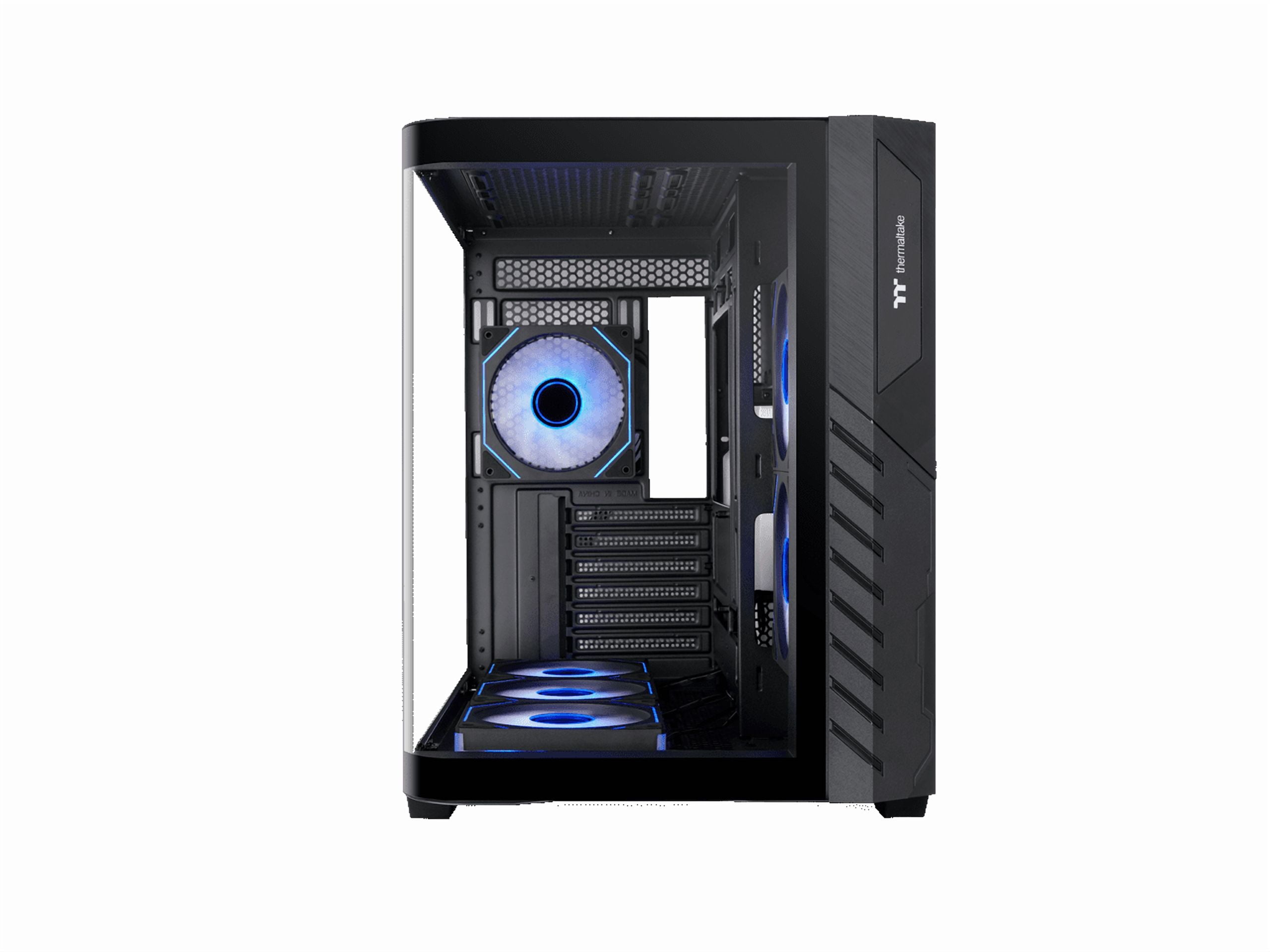 Thermaltake Vision 330 CR ARGB; Mid Tower; Curved Hinged TG panel; 6x120mm Infinity ARGB PWM Fans Included; 360mm Radiator Support; 420mm GPU Clearance; Hidden Connector Support; 250mm PSU; Black