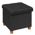 thumbnail image 5 of PINPLUS 15" Footstool for Living Room,Black Ottoman Storage Box with 4 Wood Legs,Folding Ottoman Coffee Table with Storage, 5 of 7
