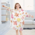 thumbnail image 5 of FORMRS Wearable Blanket Hoodie with Sleeves for Kids Cozy Flannel Sweatshirt, White Floral Orange, 5 of 7