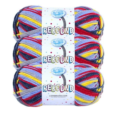 Lion Brand Yarn Rebound Trampoline Elastic Medium Nylon Multi-Color Yarn 3 Pack