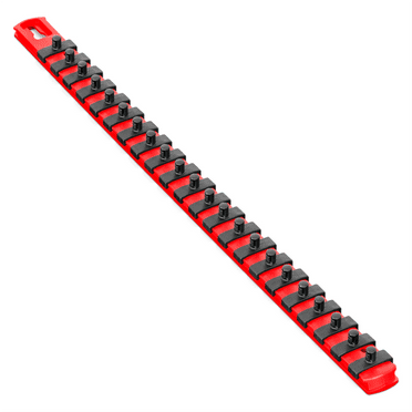 Ernst Mfg. 18” Socket Organizer and 22 Twist Lock Clips - Red - 1/4”
