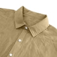 thumbnail image 5 of LEKWK Men Linen Sets Outfits 2 Piece Button Down Short Sleeve Collared Tops and Drawstring Wide Leg Pants Loose Fit Solid Summer Beach Vacation Resort Wear, 5 of 5