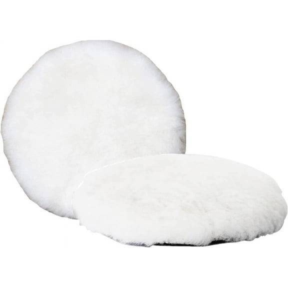 Wool Polishing Pad 7 Inches Soft Sheepskin Buffing Pads with Hook and Loop Back Wool Cutting Pad for Car, Furniture, Glass and So On (Pack of 2)