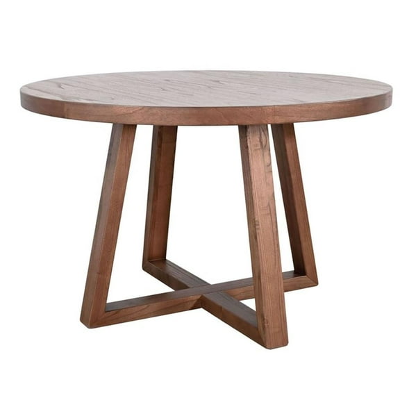 Pemberly Row Brown Finish Contemporary Wood Round Dining Table