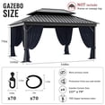 thumbnail image 2 of Pakunoda 4 Panel 13' X 6.5' Outdoor Curtains for 12' X 14' Gazebo, Waterproof Outdoor Privacy Curtain Panel set of 4, Navy Blue(Curtain Only), 2 of 8