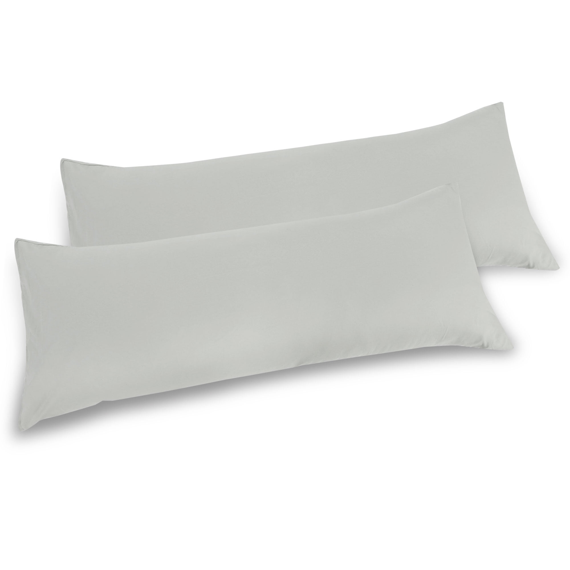 SilkySoft 20x54 Pillow Cover 2Pack Light Gray Long Full Bolster