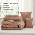 thumbnail image 5 of King Comforter Set - 4 Pieces Pinch Pleat Bed Set, Taupe Boho Bedding for All Season, 1 Soft Comforter, 2 Pillowcases, 1 Decorative Pillow, 5 of 7