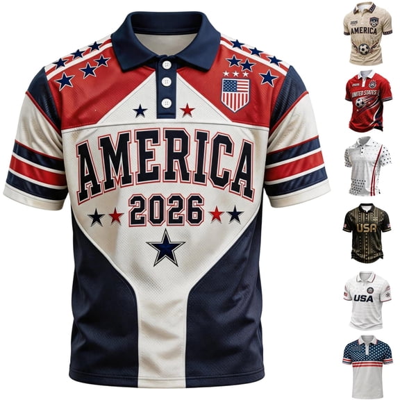 2026 New USA Soccer Jersey Men United States National Team Shirt, United States Jersey Soccer, Resistant Crew Neck Short Sleeve Football Tee for Sports Casual Daily Use for Adult(Red, 2XL)