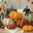 thumbnail image 5 of Pumpkin Pillows, Halloween Pumpkin Pillow Set of 2, Off White Throw Pillows Fall Room Decoration, Teddy Fleece 6x12&4x7 Inches Accent Cushion Gifts for Holiday, 5 of 7
