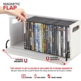 thumbnail image 3 of DVD Storage Box, Movie Shelf Organizer for Blu-Ray, Video Game Cases, CDs, VHS Tape Display Stand, Disc Holder Can Store Up to 28 DVDs, Faux Leather (Black), 3 of 7