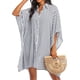 thumbnail image 3 of Ekouaer Women's Swimsuit Cover Up 3/4 Sleeve Beachwear Bikini Coverups Button Down Oversized Cover Up Shirt S-3XL, 3 of 5