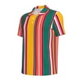 thumbnail image 2 of Vsdgher Vertical Stripes Print Men's Short Sleeve Stretch Polo Shirt, Moisture-Wicking Performance Polo Shirt, 2 of 8
