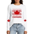 thumbnail image 2 of Cnbwig T Shirts for Women Canada Day Graphic Tee Letter Printed Long Sleeve Blouses Casual Round Neck Top for Everyday Wear, 2 of 5