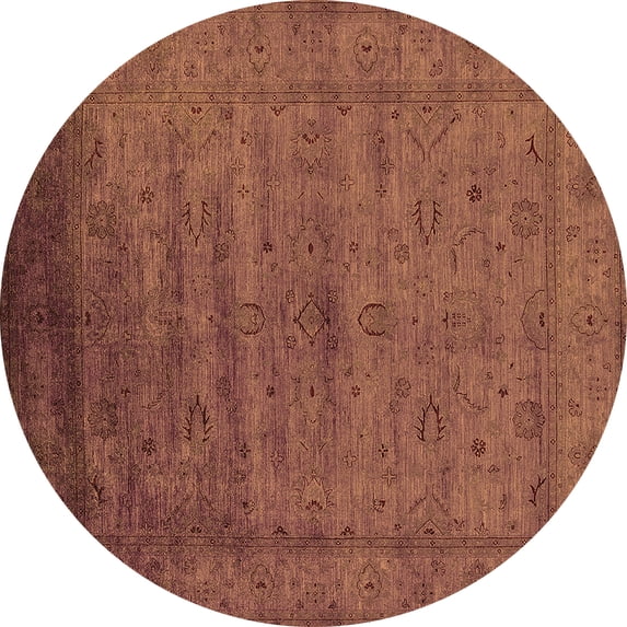 Ahgly Company Indoor Round Oriental Orange Industrial Area Rugs, 7' Round