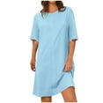 thumbnail image 2 of Jjayotai No Boundaries Dress Women's Casual T Shirt Dress, Crew Neck Loose Beach Mini Tshirt Tunic Dresses, Sundresses for Women 2025, Womens Summer Dresses Blue~ XXL, 2 of 8
