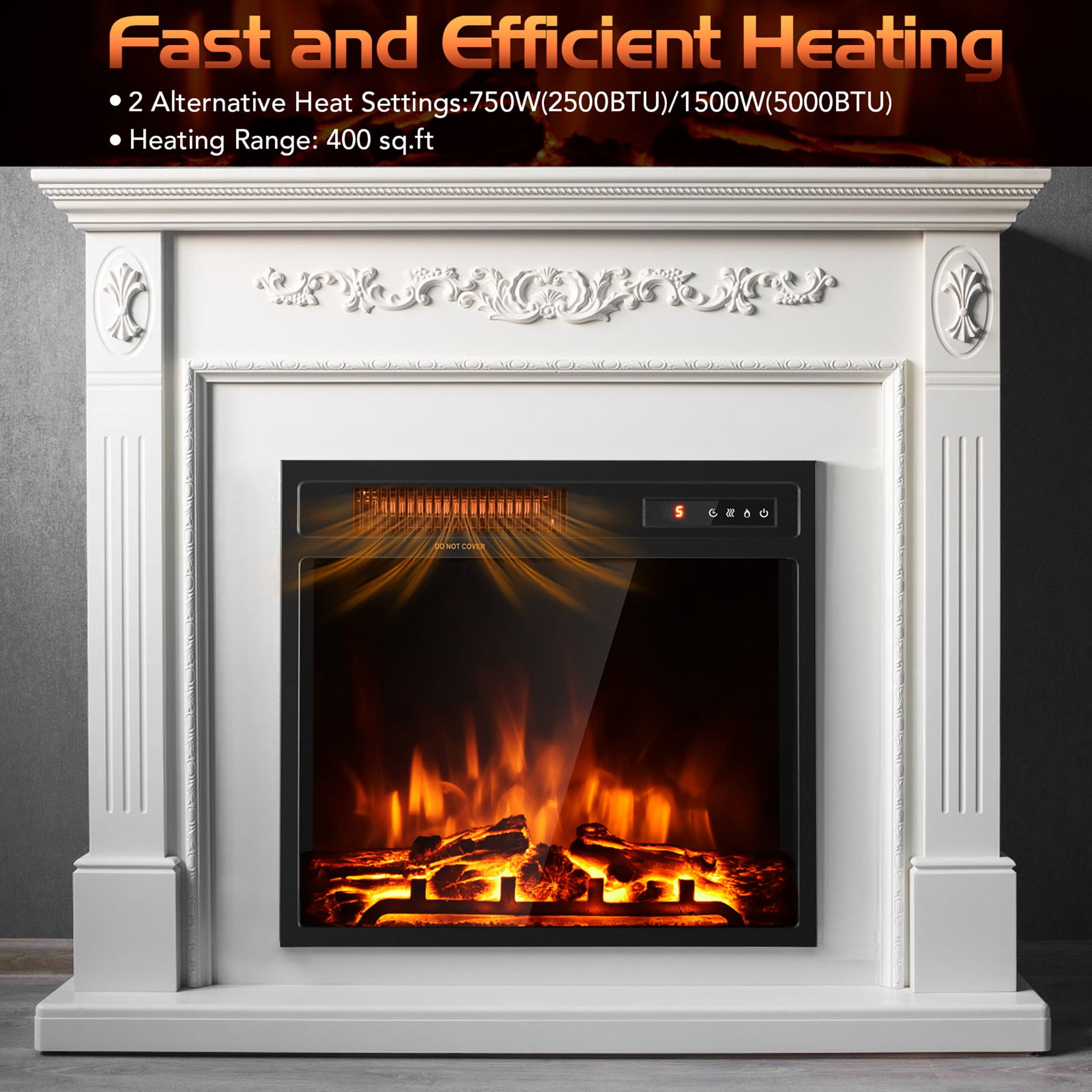 Gymax 18 inch Insert Freestanding Electric Fireplace and Recessed 1500W Stove Heater