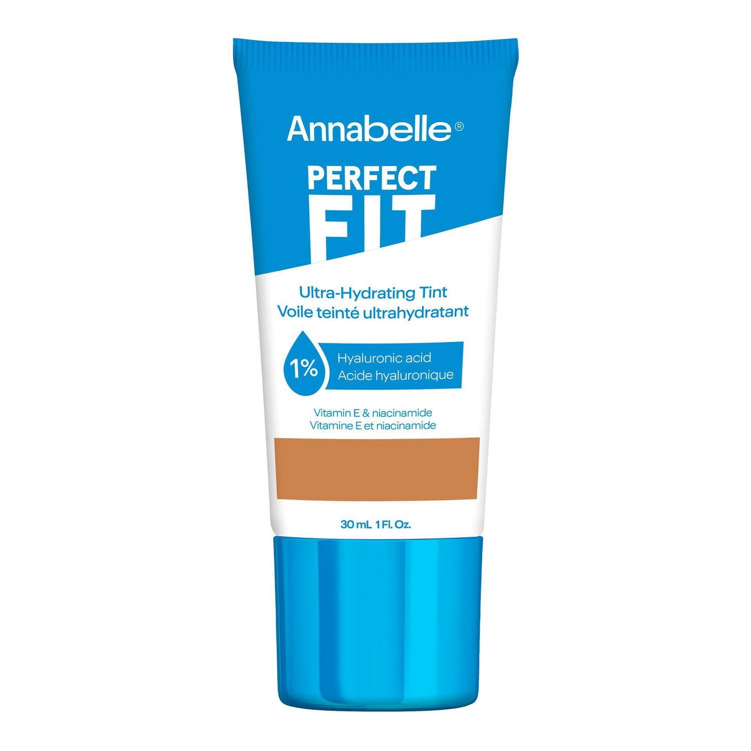 Annabelle Perfect Fit Ultra-Hydrating Tint, with 1% hyaluronic acid, niacinamide, caffeine and vitamin E, 30 mL
