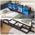 thumbnail image 4 of Twin Corner Bed Frame with 9 Storage Drawers and Desk, Metal Daybed with Charging Station, LED Lights and Bookcase Storage, Twin Size Platform Bed Frame for Teen/Adult, Black, 4 of 9