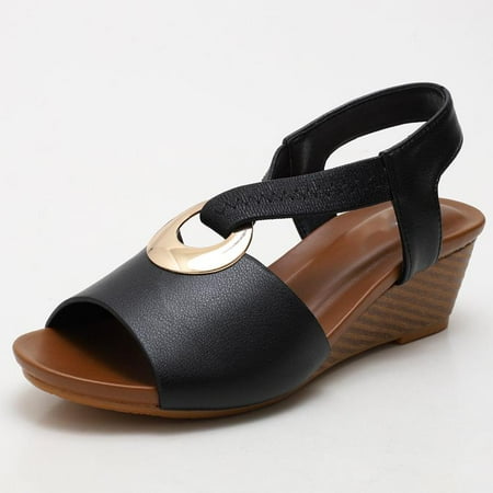 

Women s Peep Toe Slingback Platform Wedge Sandals