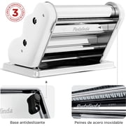 Classic 260 Pasta Maker Machine, 26 Cm Wide Rollers, 9 Thickness Positions, 2 Cutting Positions, Stainless Steel. Includes Reinforced Hand Crank And Two Clamps (White)