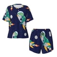 thumbnail image 5 of Wukai Astronaut Dinosaur and Space Women's Pajama Set,Short-Sleeve Top and Shorts with Elastic Waistband and Pockets for Loungewear, Yoga, and Casual Wear-Large, 5 of 8