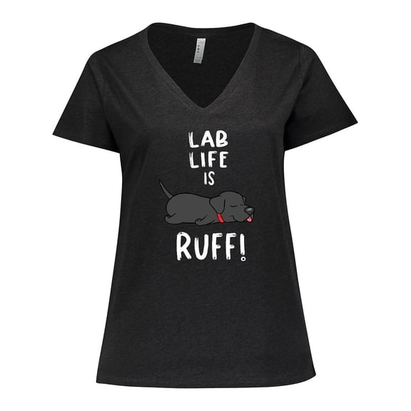 Inktastic Lab Life is Ruff Labrador Retriever Women's Plus Size V-Neck T-Shirt