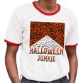 thumbnail image 2 of Halloween Junkie Bats Ringer Tee Shirt Unisex Large White/Red, 2 of 5