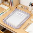 thumbnail image 5 of Large Capacity A4 Size Homework Storage Bag, Thick Multi Layer Transparent Document Bag, Subject Classification Organizer, Test Paper Storage Pocket for Classroom Supplies, 12*9*1in, Purple, 5 of 6