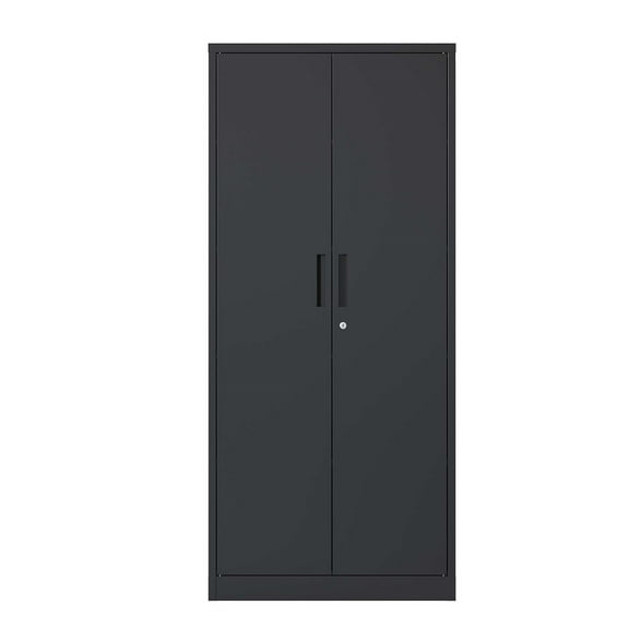 YDSM 71"H Metal Garage Storage Cabinet, Black Tool Steel Locking Cabinet with Doors and 3 Shelves, Tall Cabinets for Garage Storage Systems Lockable File Cabinet for Home Office, Classroom/Pantry