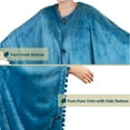 thumbnail image 4 of PAVILIA Fleece Poncho Blanket for Women |  Cozy Wearable Blanket Gift, Warm TV Shawl Sweater Cape with Pom Pom Fringe and Pockets, Gifts for Women (Sea Blue), 4 of 7