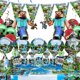 thumbnail image 3 of Decoración de fiesta de cumpleaños de minero, vajilla desechable de juego de píxeles, pancarta de globo, taza, plato, mantel, paja, suministros para fiestas, 3 of 4