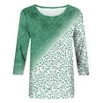 thumbnail image 5 of WXLWZYWL Womens Summer Saving Tops Leopard Print Loose T-Shirt 3/4 Sleeve Shirt Round Neck Casual Top Green, 5 of 5